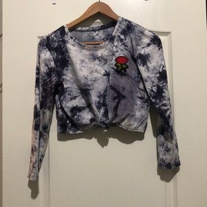Tie dye long sleeve crop top